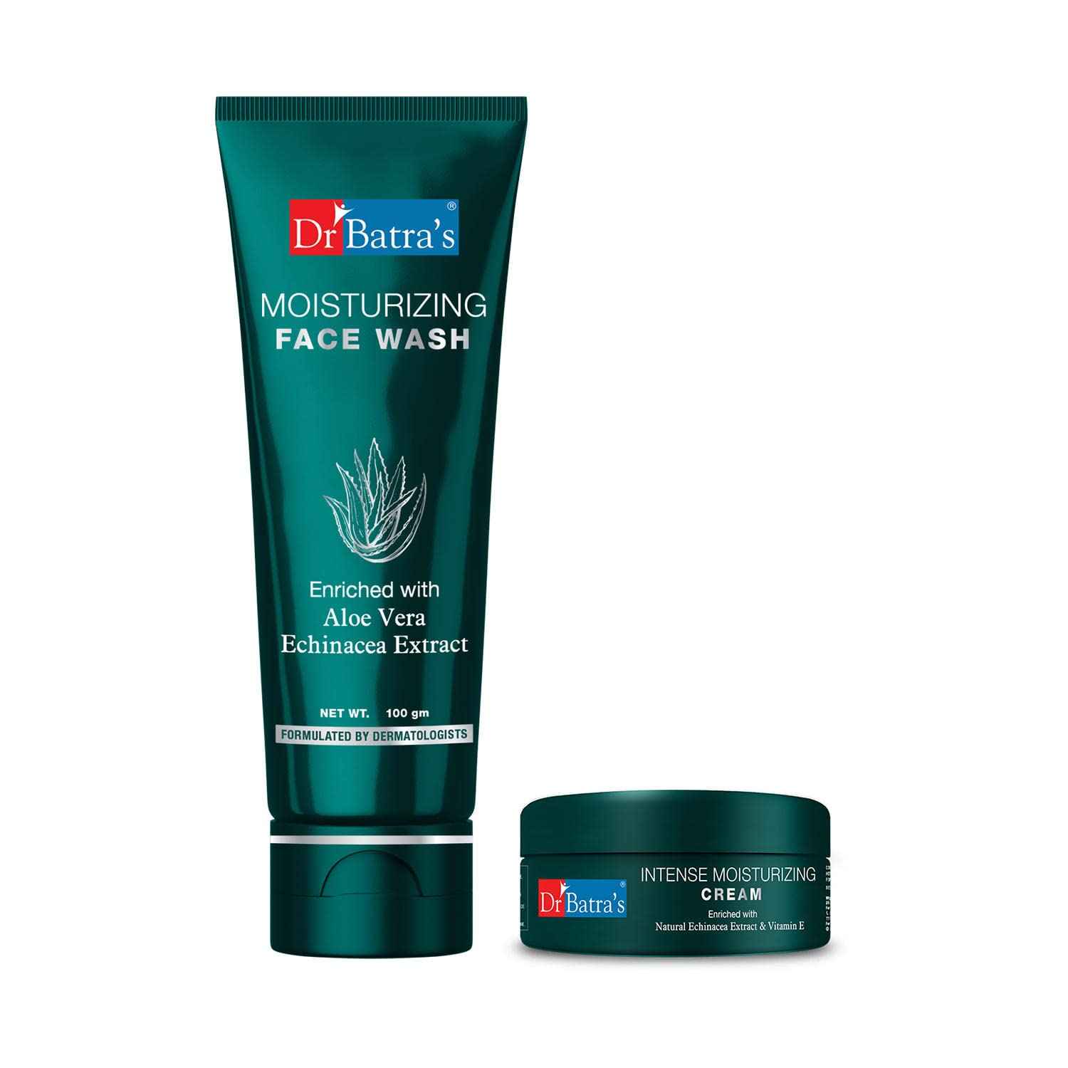 Buy Dr Batra's Intense Moisturizing Cream -100 g and Face Wash Moisturizing - 100 gm (Pack of 2 For Men and Women) - Purplle