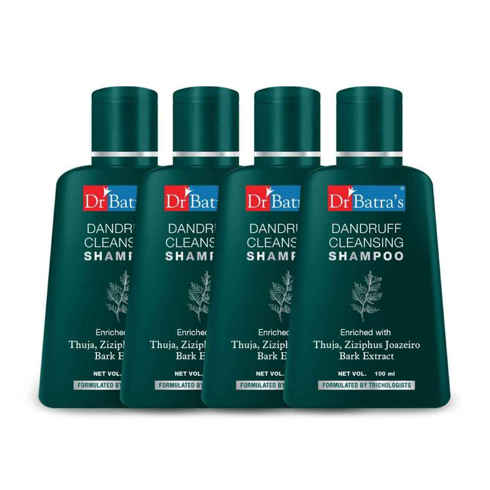 Buy Dr.Batra`s Dandruff Cleansing Shampoo. Cleanses Scalp. Removes visible dandruff flakes. Contains natural Thuja, Ziziphus Jaozeiro extracts. 100 ml (Pack of 4) - Purplle