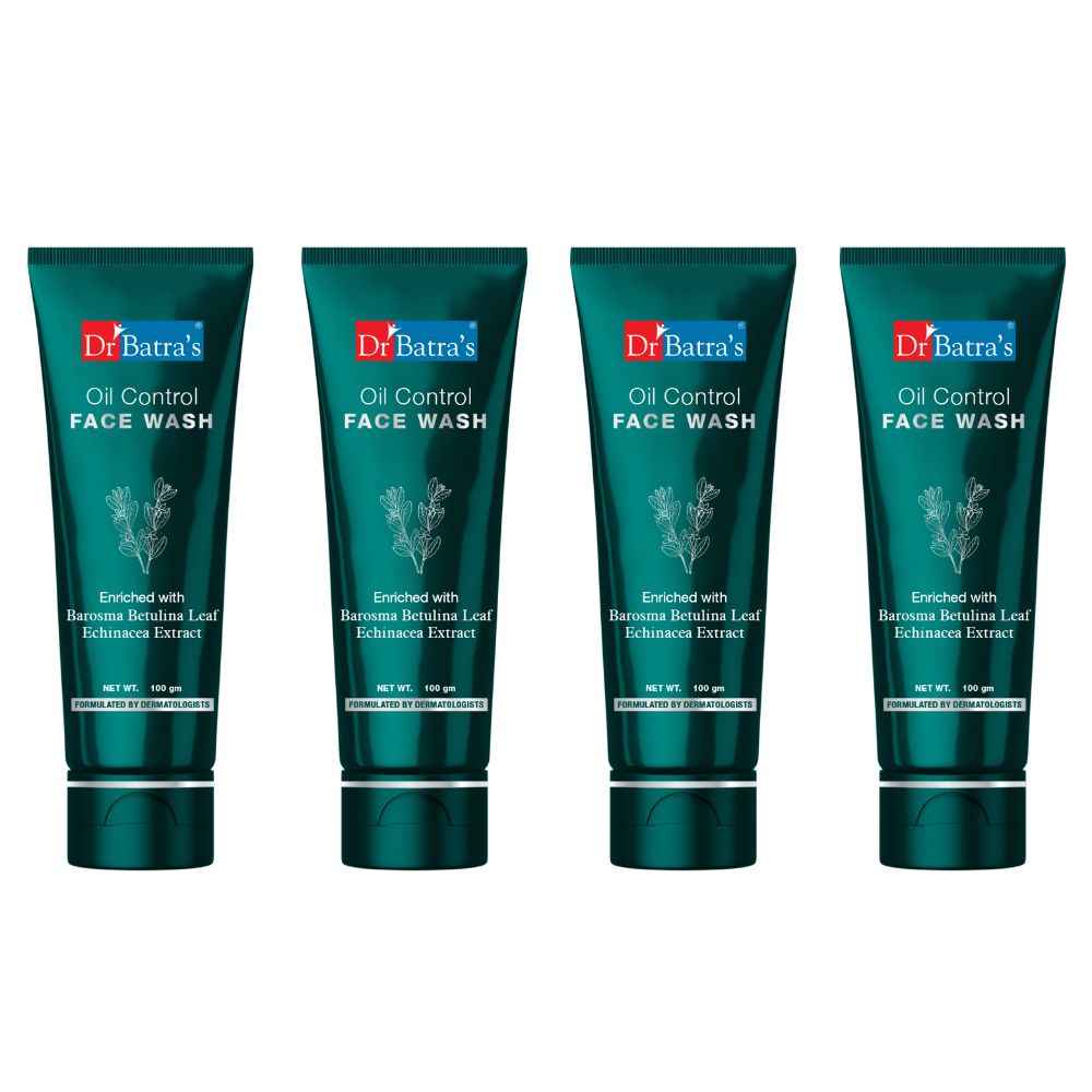 Buy Dr.Batra`s Oil Control Face Wash Sulphate, Silicone & Soap Free Enriched With Barosma Betulina Leaf & Echinancea Extract For Oil Free & Clear Skin - 100 gm (Pack of 4) - Purplle