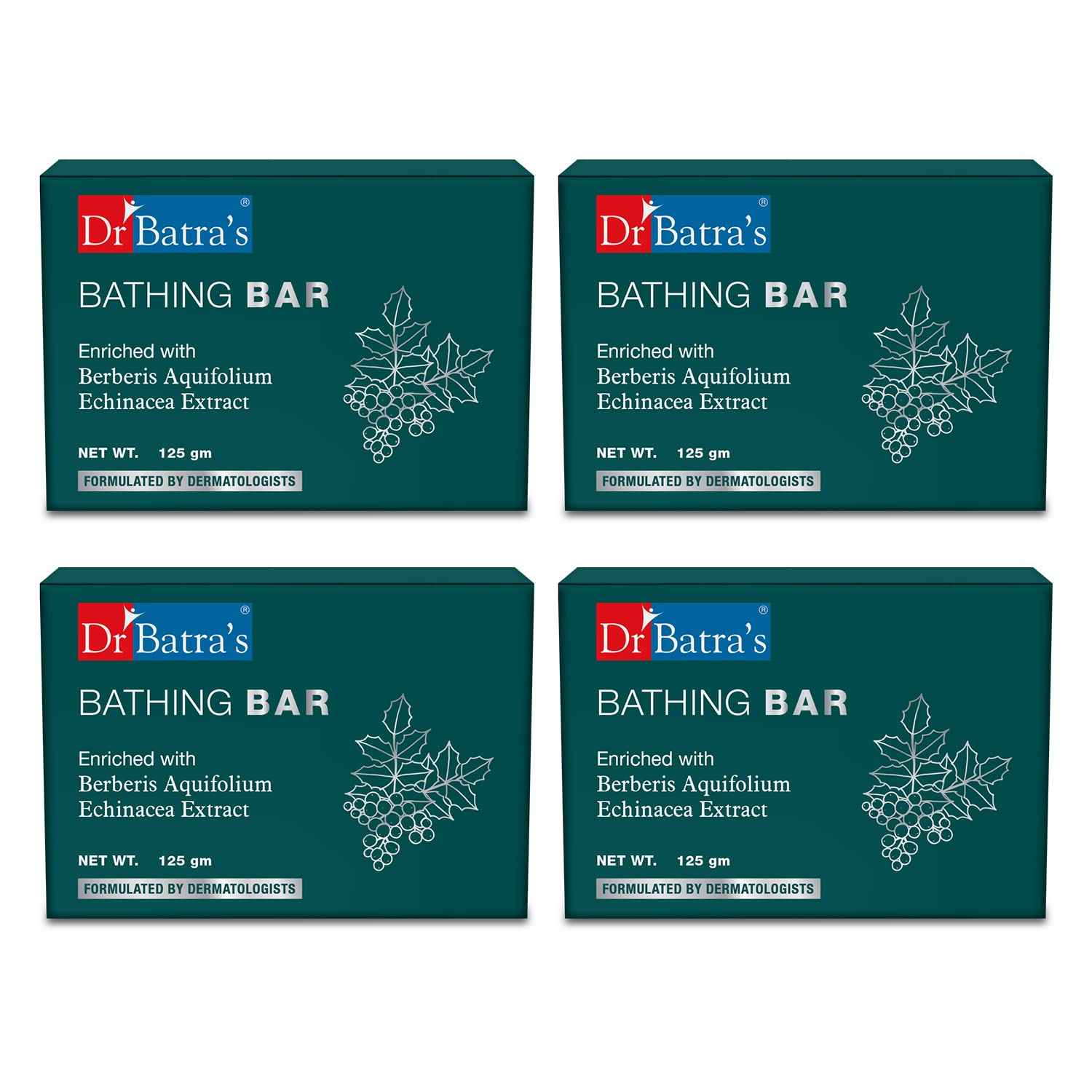Buy Dr Batra's Bathing Bar Enriched With berberis Aquifolium & Echinacea - 125 gm (Pack of 4) - Purplle