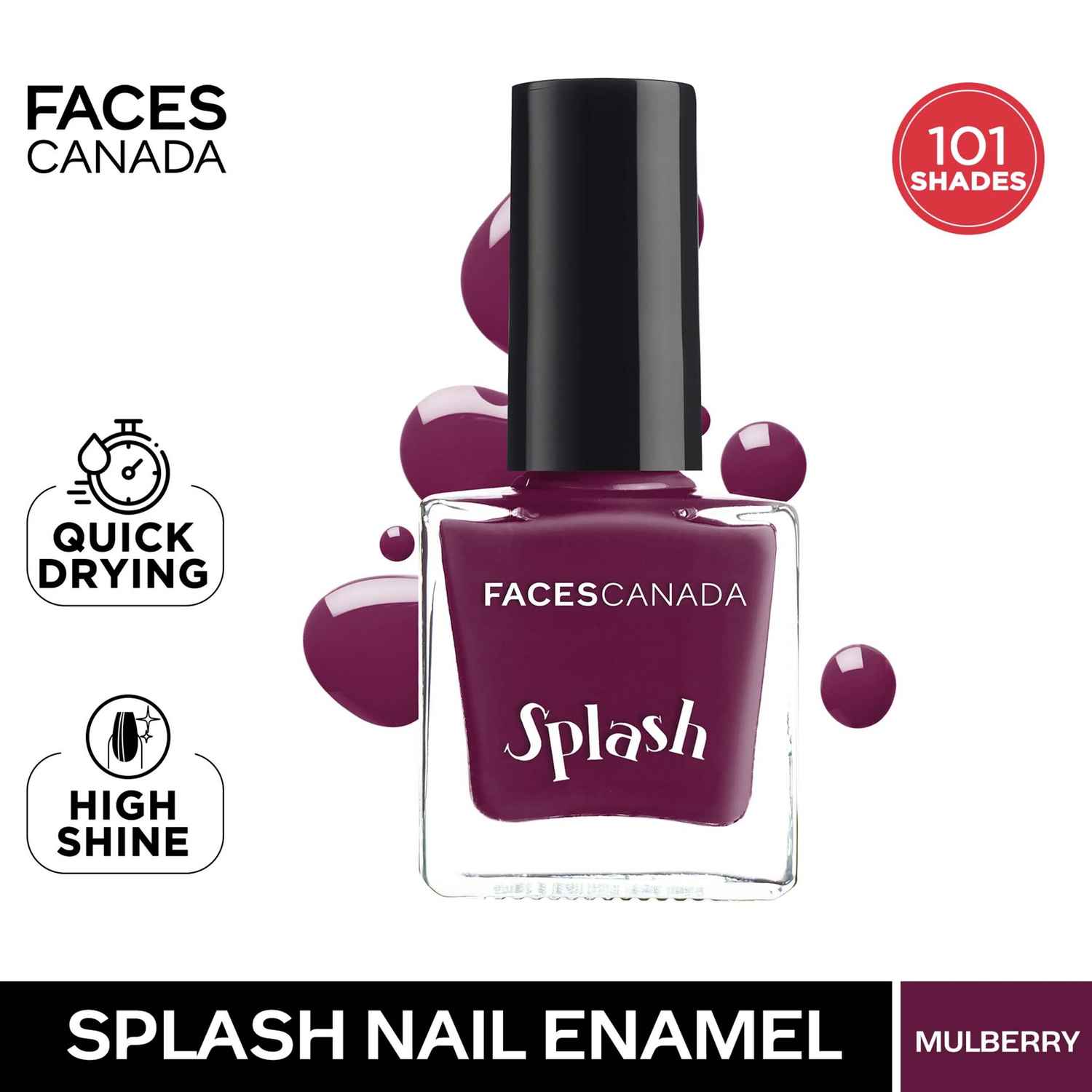 Buy FACES CANADA Ultime Pro Splash Nail Enamel - Mulberry 134 (8ml) | Quick Drying | Glossy Finish | Long Lasting | No Chip Formula | High Shine Nail Polish For Women | No Harmful Chemicals - Purplle