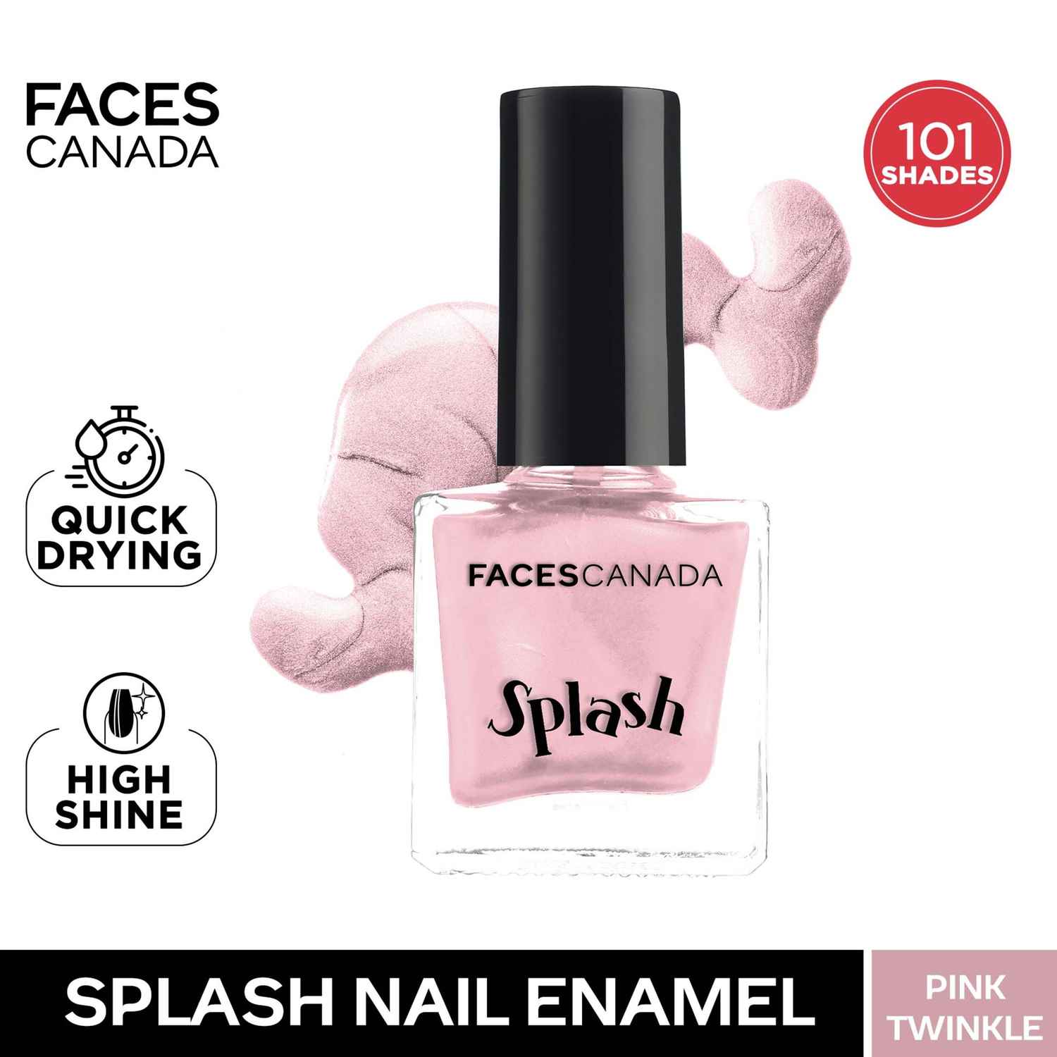 Buy FACES CANADA Ultime Pro Splash Nail Enamel - Pink Twinkle 149 (8ml) | Quick Drying | Glossy Finish | Long Lasting | No Chip Formula | High Shine Nail Polish For Women | No Harmful Chemicals - Purplle