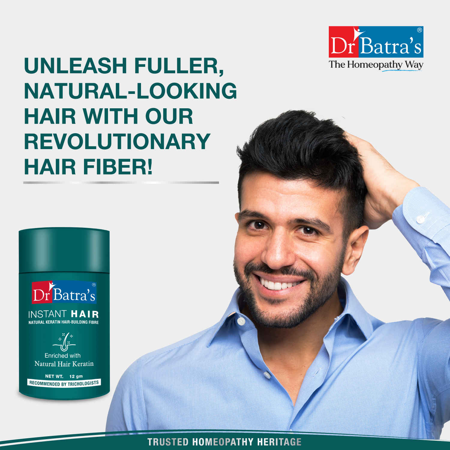 Buy Dr.Batra`s Instant Hair Natural keratin Hair Building Fibre Dark Brown - 12 gm - Purplle