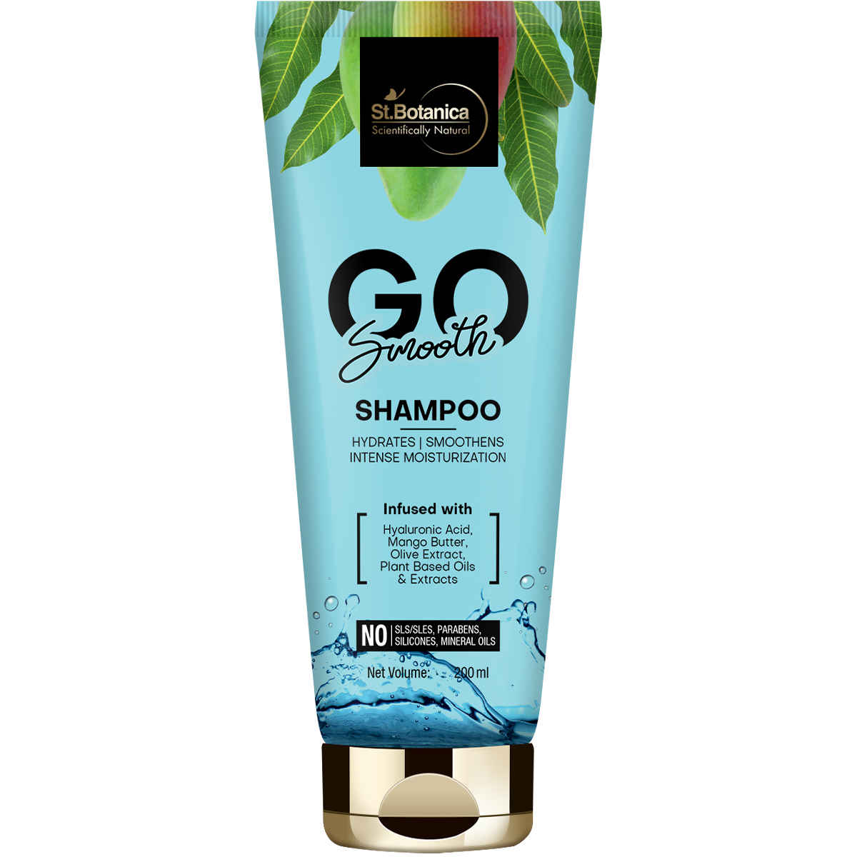 Buy StBotanica GO Smooth Hair Shampoo - With Hyaluronic Acid, Mango Butter, Olive Extracts, No SLS / Sulphate, Paraben, Silicones, Colors, 200ml - Purplle