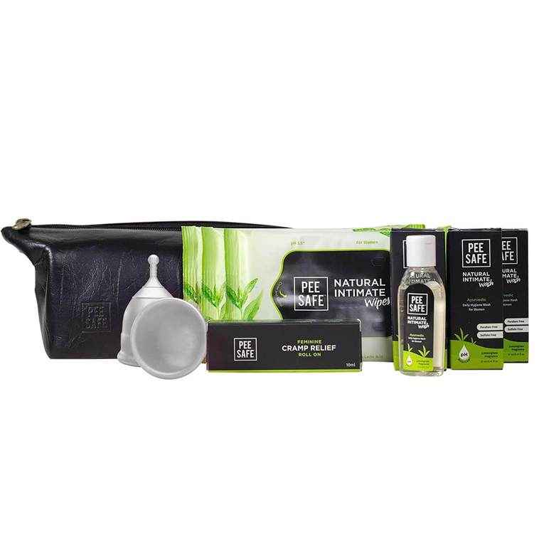 Buy Pee Safe Vegan Leather Travel Kit with Reusable Menstrual Cups (Large) - Purplle