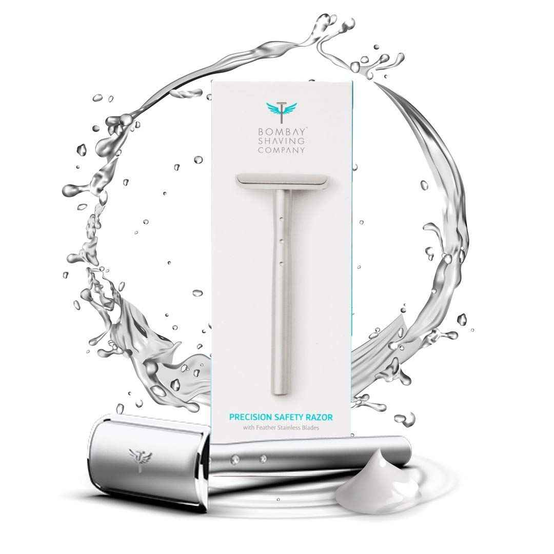 Buy Bombay Shaving Company Silver Metal Precision Safety Razor | 5 Feather Blades Free | Stainless Steel 400 gm - Purplle