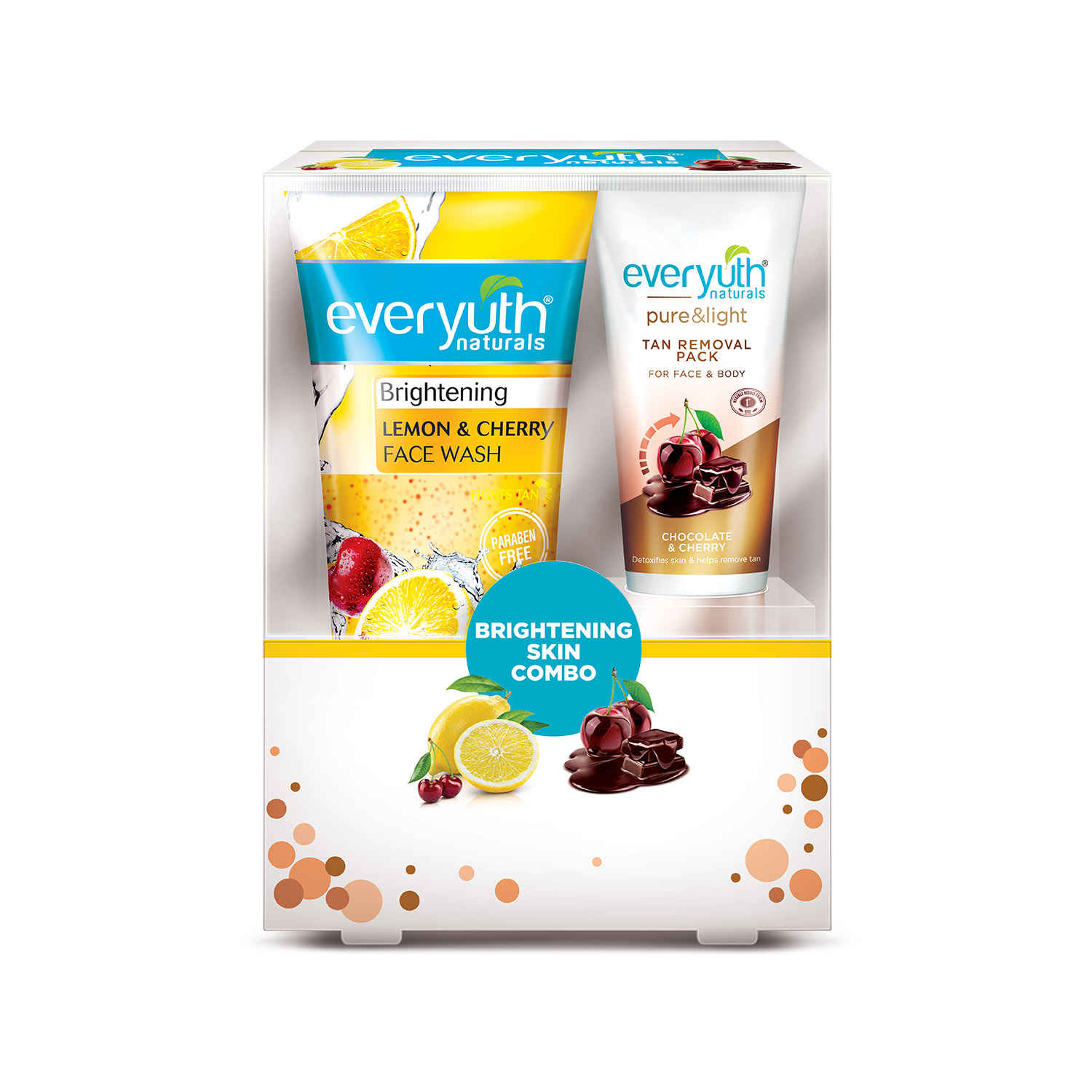 Buy Everyuth Naturals Brightening Skin Combo with Lemon Cherry Face Wash (100 g) , Tan Removal Scrub (50 g) and Tan Removal Pack (50 g) - Purplle