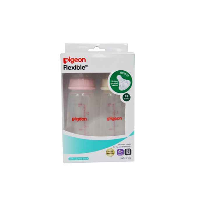 Buy Pigeon Peristaltic Nursing Bottle Twin Pack Kpp 200 ml (Pink & White) Nipple M - Purplle