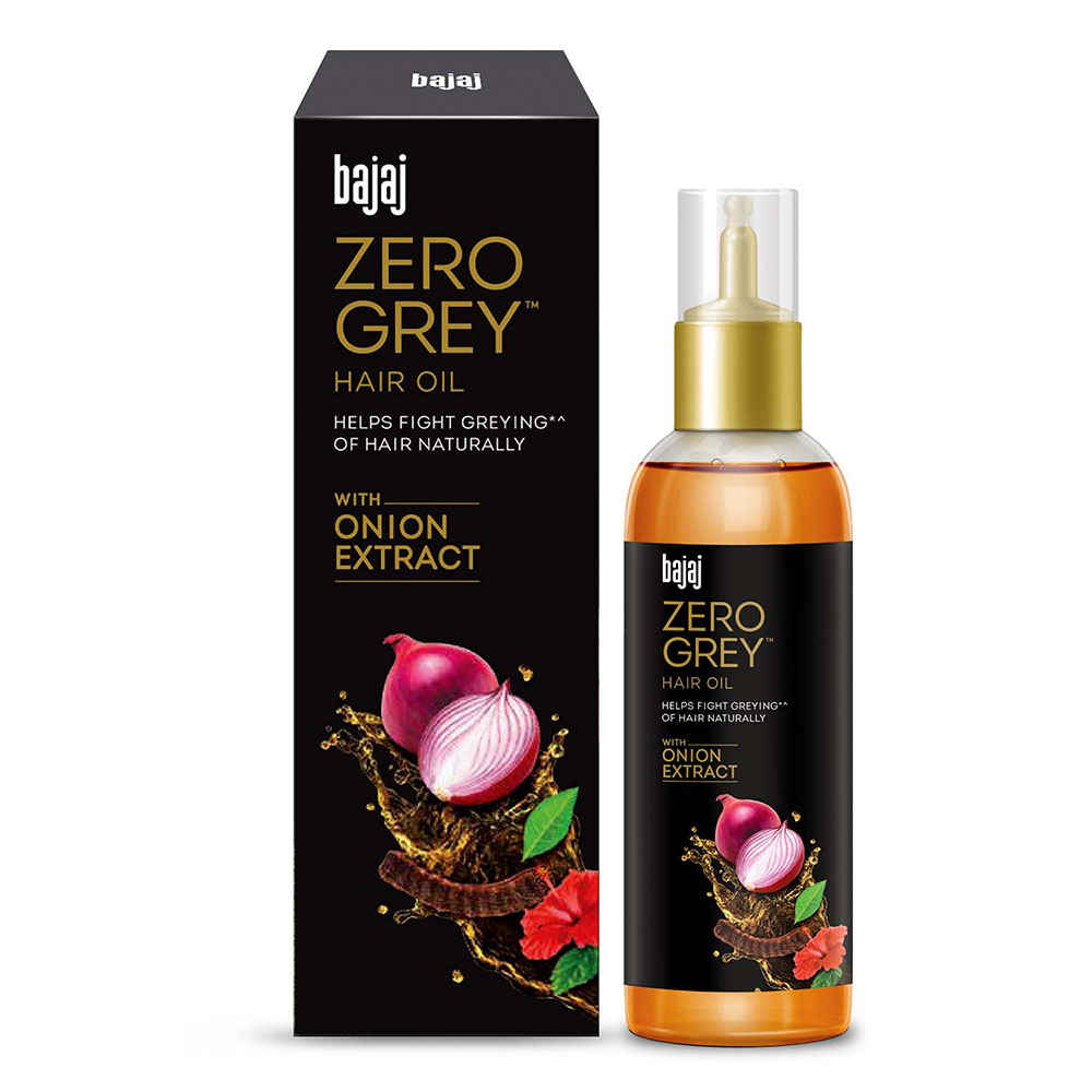 Buy Bajaj Zero Grey Hair Oil™ Enriched with Onion, Helps Fight Greying of Hair Naturally, with Expert Root Applicator (100 ml) - Purplle