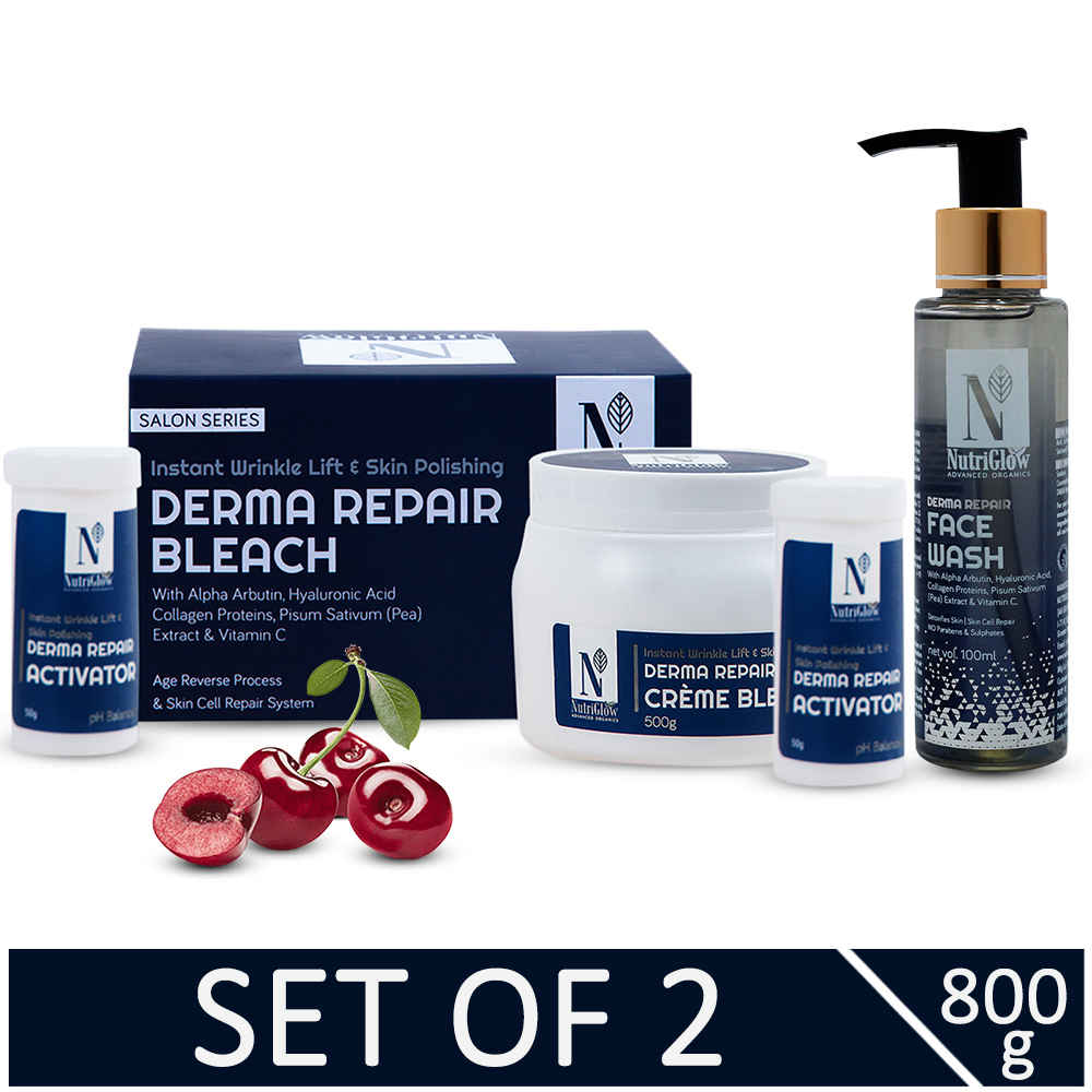 Buy NutriGlow Advanced Organics Derma Repair Bleach Cream (700 gm) & Face Wash (100 ml) For Instant Wrinkle Lift & Skin Polishing - Purplle