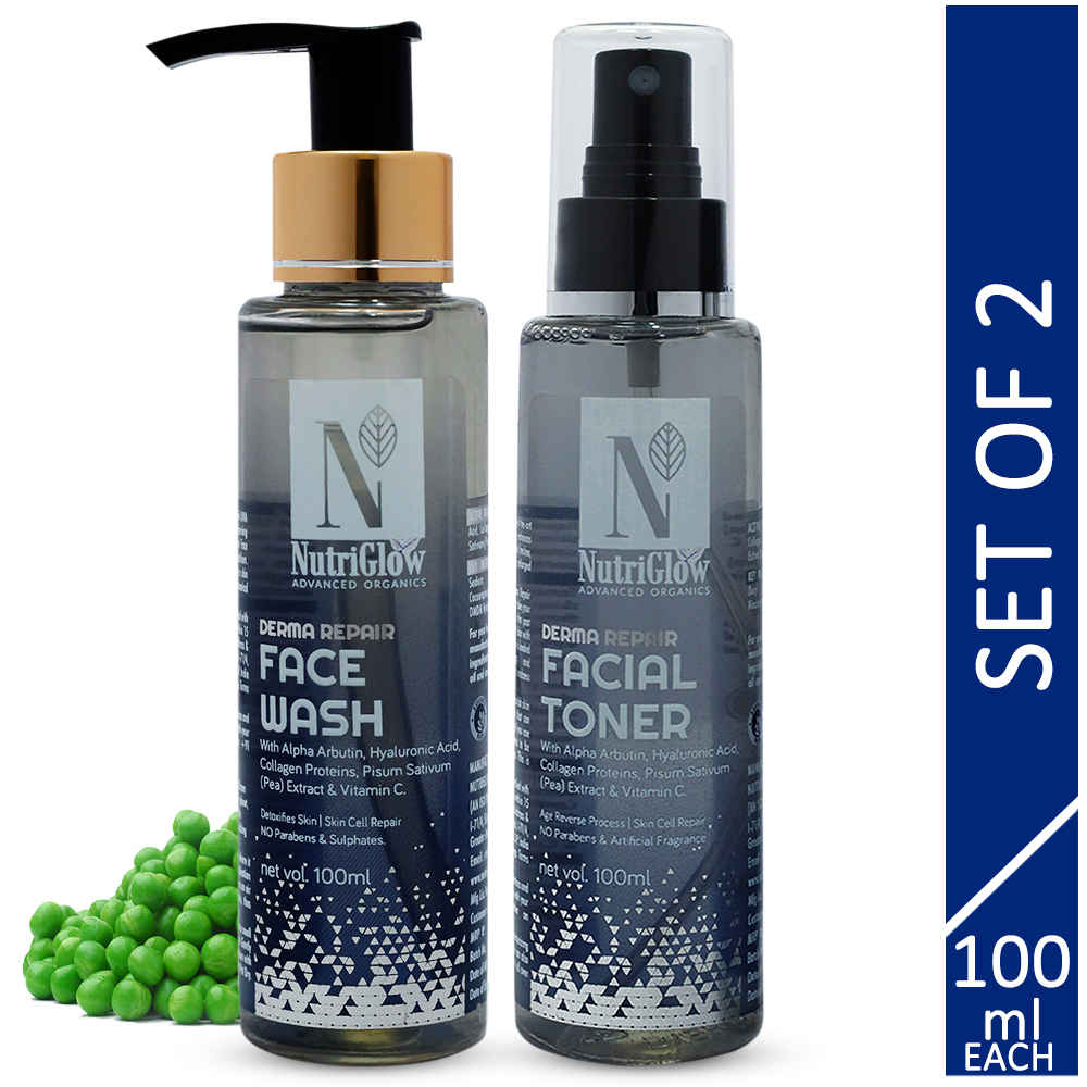 Buy NutriGlow Advanced Organics Derma Repair Combo : Facial Toner and Face Wash For Detoxifies Skin, 100 ml each - Purplle
