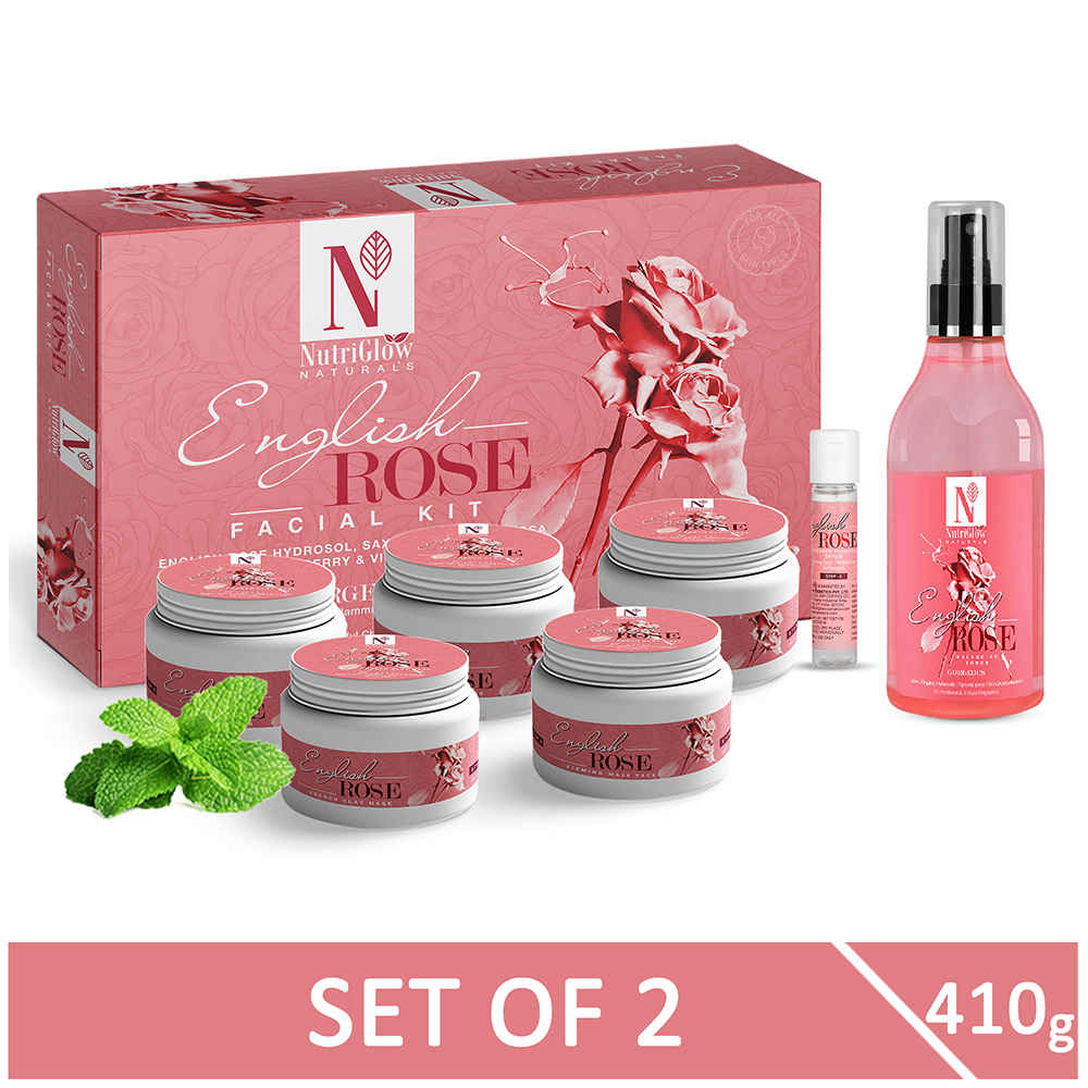 Buy NutriGlow NATURAL'S English Rose Facial Kit (260 gm) & Balancing Toner (150 ml) For Glowing Skin - Purplle