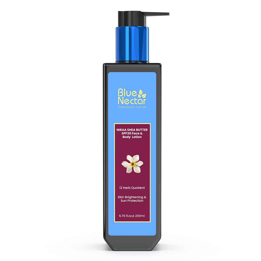 Buy Blue Nectar Cocoa Butter Nargis Brightening Body Sunscreen Lotion with SPF 30 PA ++ - No Parabens, Silicones, Mineral Oil, Color (12 Herbs, 200 ml) - Purplle