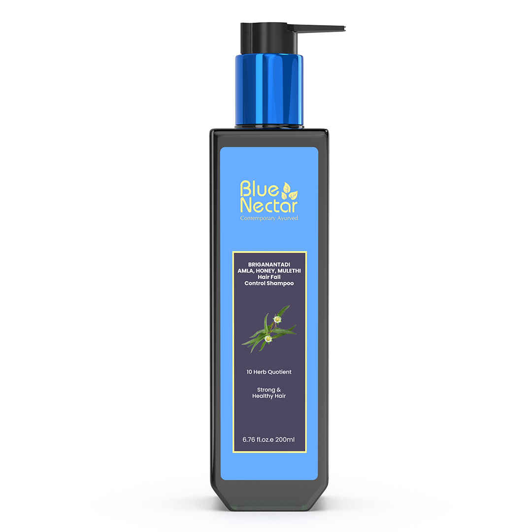 Buy Blue Nectar Briganantadi Hair Fall control Shampoo with Amla, Honey & Mulethi (10 Herbs, 200 ml) - Purplle