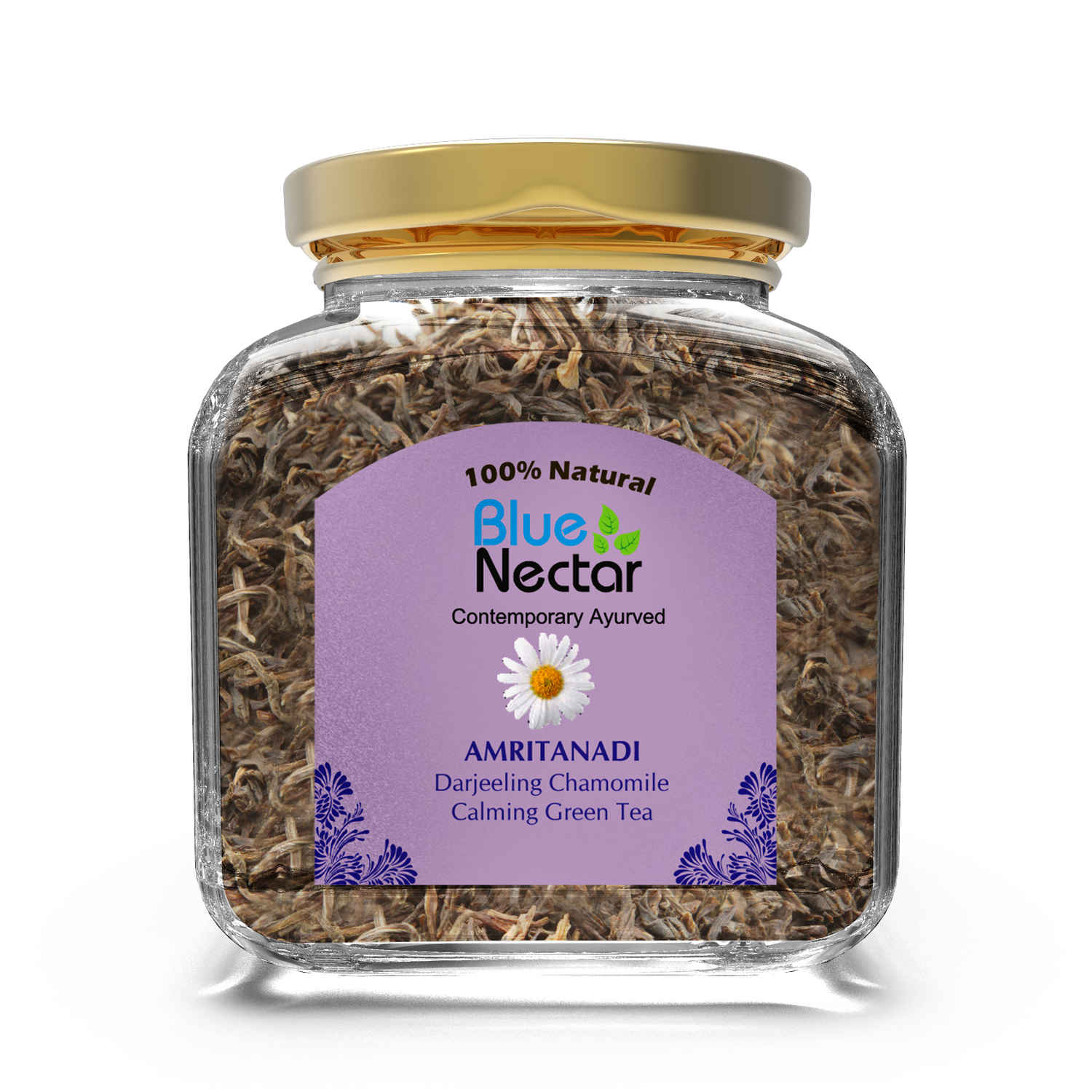 Buy Blue Nectar Amritanadi Darjeeling Chamomile Green Tea for Detox and Calmness (50 gm | 25 cups) - Purplle