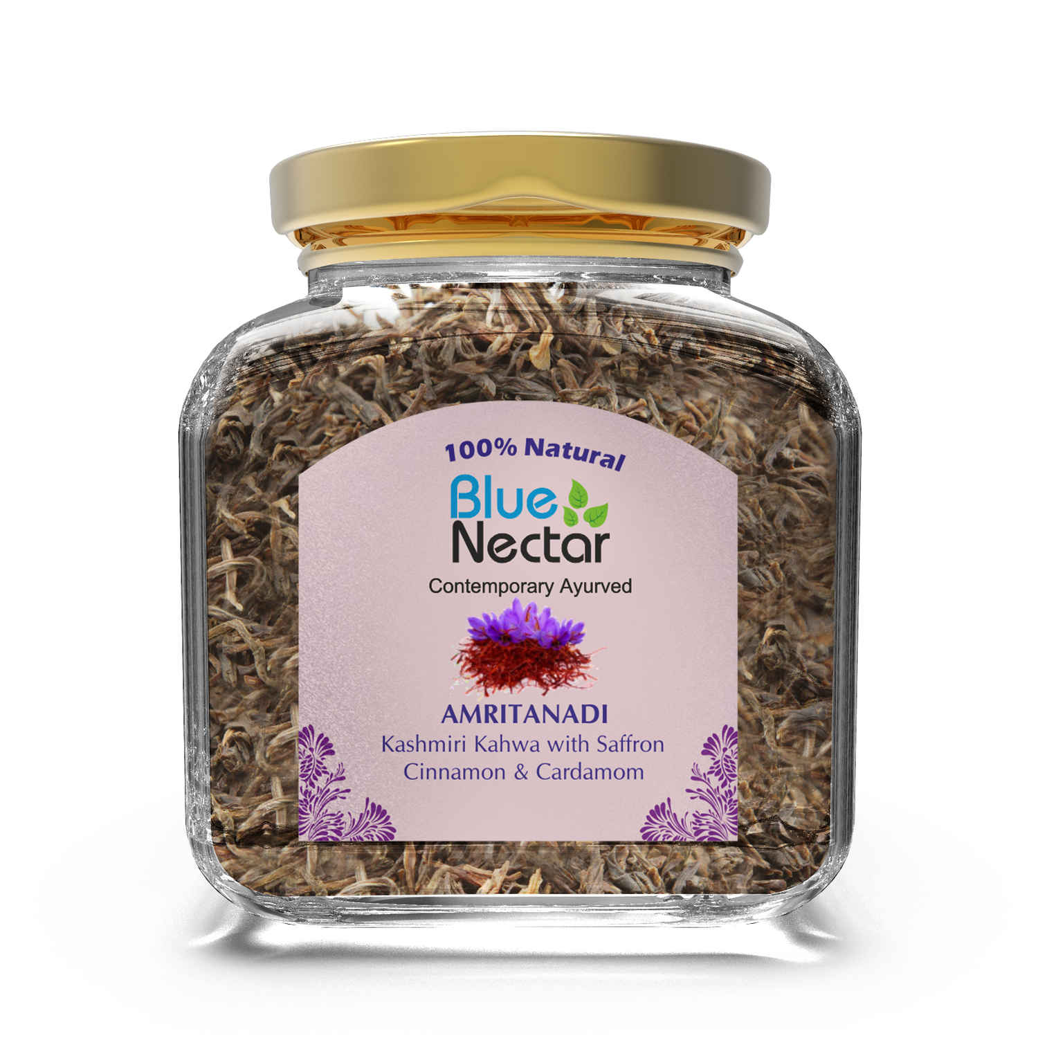 Buy Blue Nectar Amritanadi Royal Kashmiri Kahwa with Saffron, Cinnamon & Cardamom (50 gm | 25 cups) - Purplle
