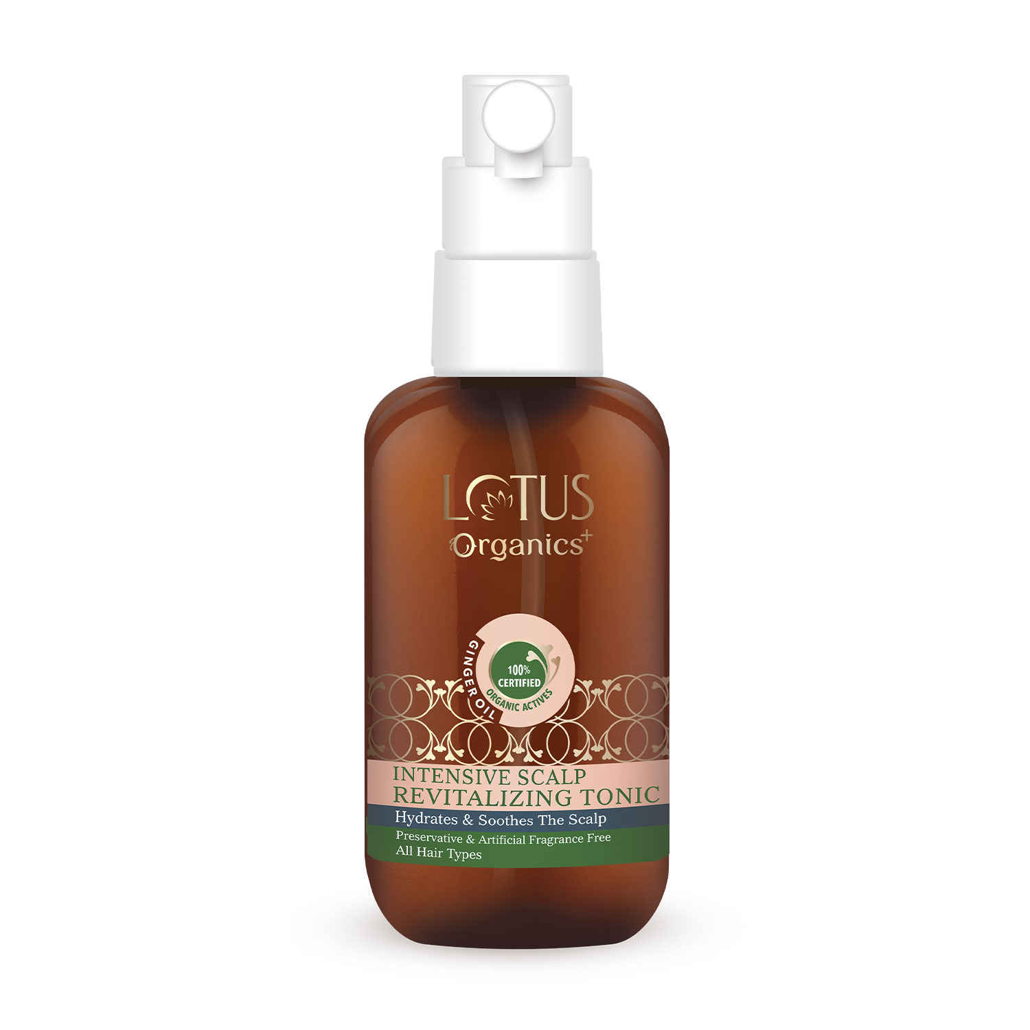 Buy Lotus Organics+ Intensive Scalp Revitalizing Hair Tonic | 100% Organic Ginger Oil | Sulphate Free Hair Serum | All Hair Types | 100ml - Purplle