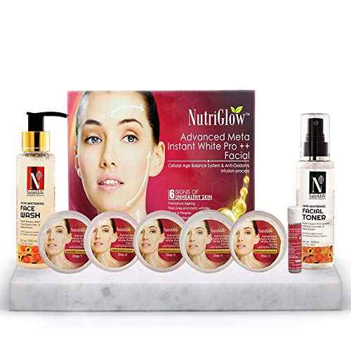 Buy NutriGlow Advanced Meta Instant White Pro++ Facial Kit (260 gm) Combo With ADVANCED ORGANICS Skin Whitening Face Wash (100 ml) + Skin Whitening Toner (100 ml)/Instant Glowing/ All Type Skin - Purplle