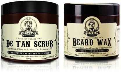 Buy Escobar Combo of 2 Most Wanted De Tan Scrub (100gm) and Beard Wax (100gm) - Purplle