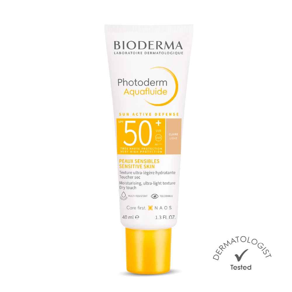 Buy Bioderma Photoderm Aquafluide SPF 50+ Claire / Light Shade - PA++++ - Sun Active Defense(40ml) - Purplle