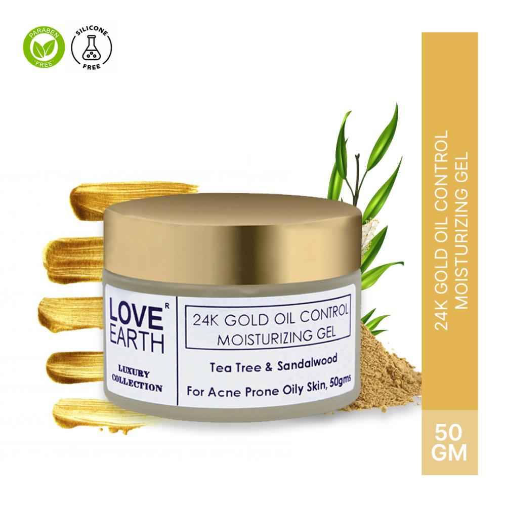 Buy Love Earth 24K Gold Oil Control Moisturizing Gel With Aloe Vera & Sandalwood Extract For Sensitive & Acne-Prone Skin Suitable For All Skin Types 50 gm - Purplle