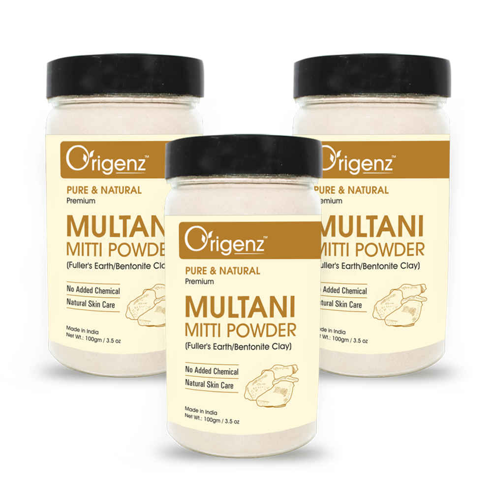 Buy Origenz Premium Multani Mitti Powder (Fuller’s Earth/Bentonite Clay), Pack of 3 - Purplle