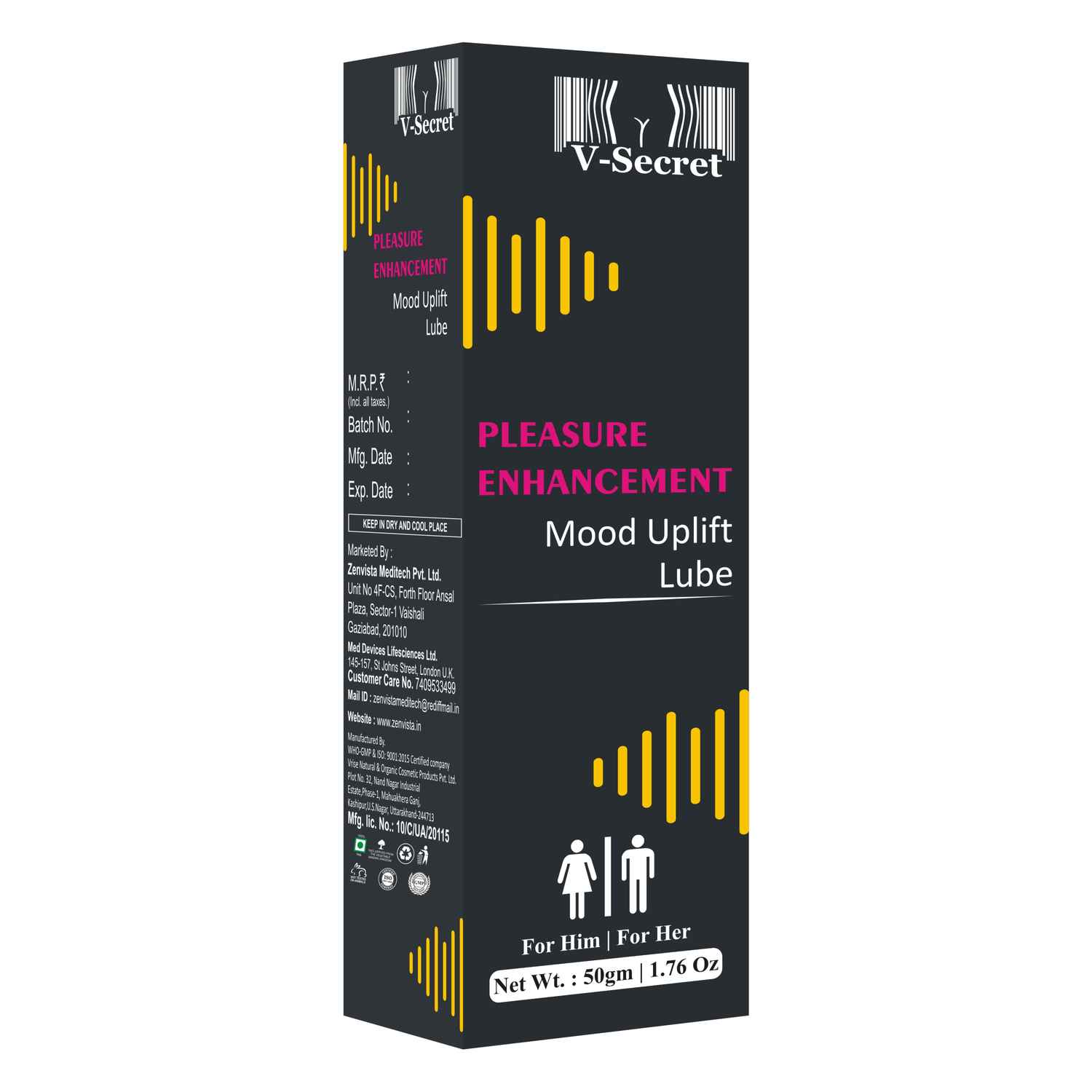 Buy Zenvista Meditech V Secret 100% Natural Actives Lubricant Lubricating Gel Lube jelly Water Based Vaginal Moisturizer Pleasure Enhancement Women & Men (50 gm) - Purplle