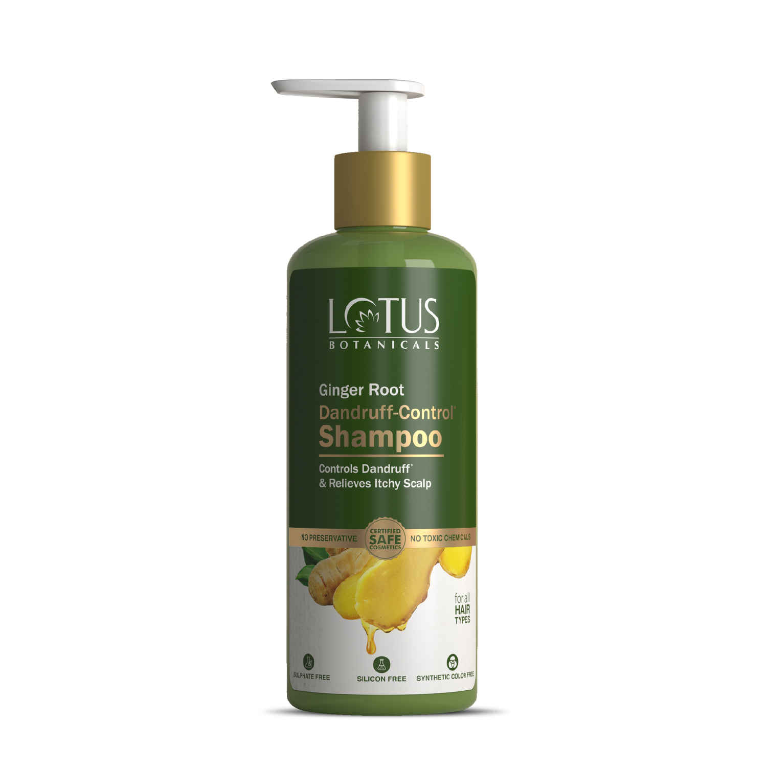 Buy Lotus Botanicals Dandruff-Control Shampoo | Ginger Root, Tea Tree Oil | Anti Dandruff | Silicon, Sulphate & Chemical Free | For All Hair Types | 300ml - Purplle