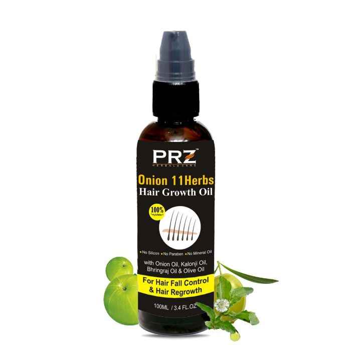 Buy PRZ Onion 11 Herbs Hair Growth Oil for Hair Fall Control & Hair ReGrowth, 100 ml - Purplle