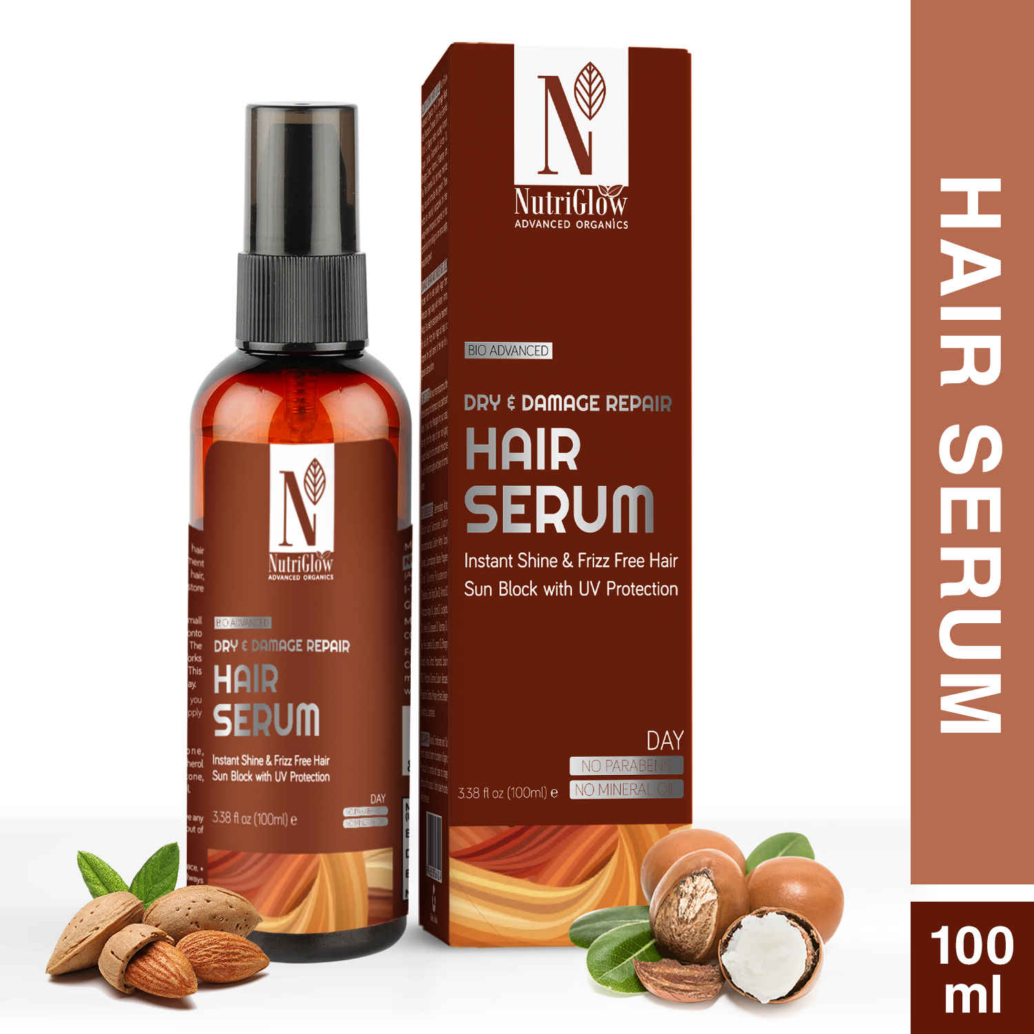 Buy NutriGlow Advanced Organics Dry & Damage Repair Hair Serum For Damage Reverse & Moisture Lock Formulation, 100 ml - Purplle