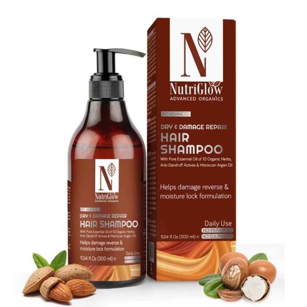 Buy NutriGlow Advanced Organics Dry & Damage Repair Hair Shampoo For Helps Reverse Damage, 300 ml - Purplle