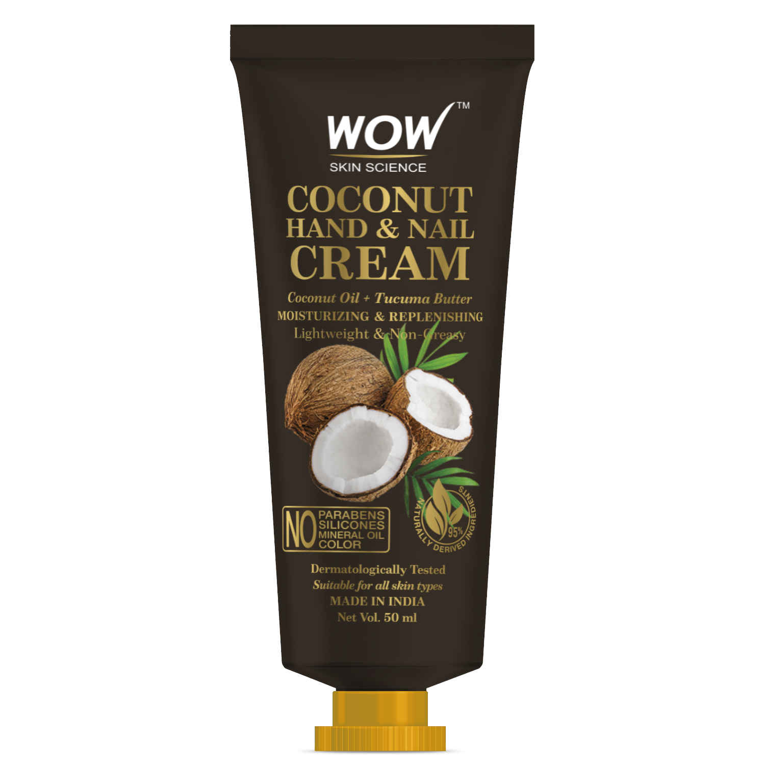 Buy WOW Skin Science Coconut Hand & Nail Cream - Moisturizing & Replenishing - Lightweight & Non-Greasy - Quick Absorb - for All Skin Types - No Parabens, Silicones, Mineral Oil & Color - 50mL - Purplle