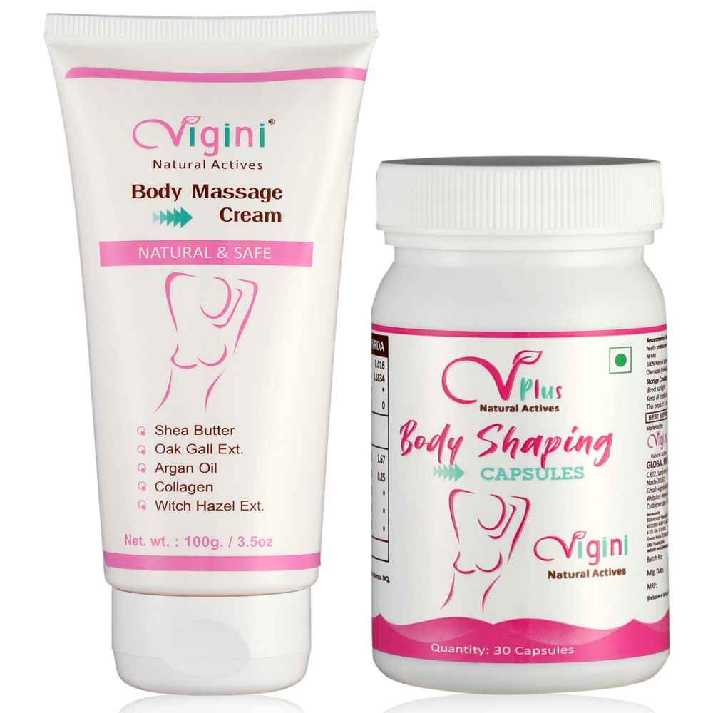 Buy Vigini Plus 100% Natural Actives Bust Breast Body Shaping Enlargement Increase Development Gel Cream + Capsules for Women - Purplle