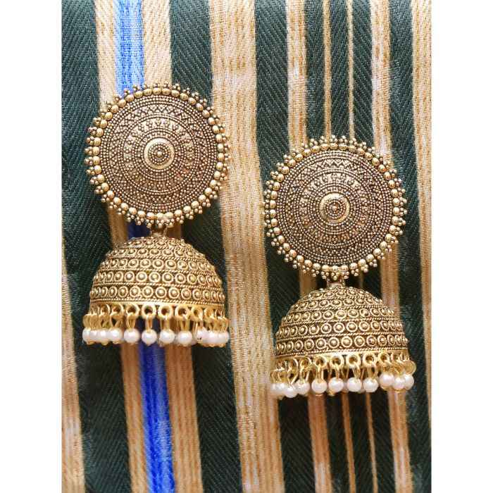 Buy Crunchy Fashion Traditional Gold Plated White Pearls Jhumka Earrings - Purplle