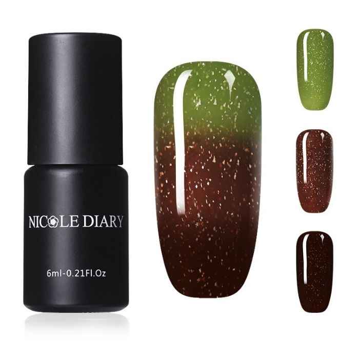 Buy NICOLE DIARY 6ml Thermal Nail Gel Sparkling Sequins Temperature Change Color UV Gel Nails Art Led UV Nail Polish Varnish (ND-TCG-Y2) - Purplle