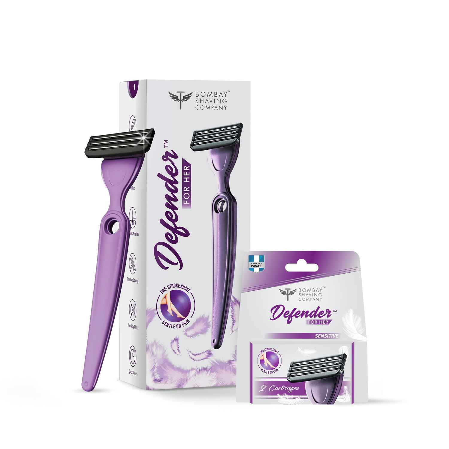 Buy Bombay Shaving Company Defender For Her Body Razor & Sensitive Cartridges Combo (Pack of 2) 200 gm - Purplle