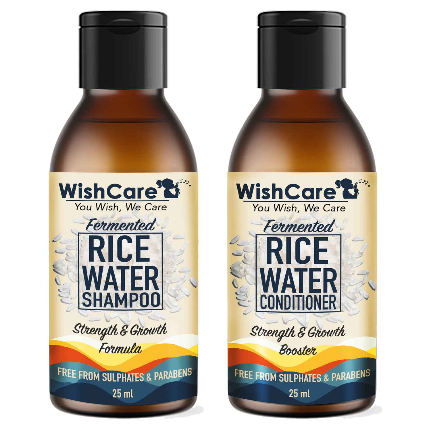 Buy WishCare Fermented Rice Water Shampoo & Conditioner - Miniature Hair Care Kit - Strength & Growth Formula - 25 Ml each - Purplle