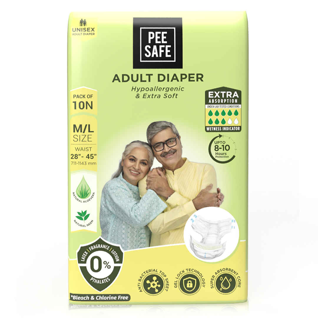 Buy Pee Safe Adult Diaper | Medium - Large | Waist Size 71-114 cm (28"-45") | High Absorbency 10 Pcs - Purplle