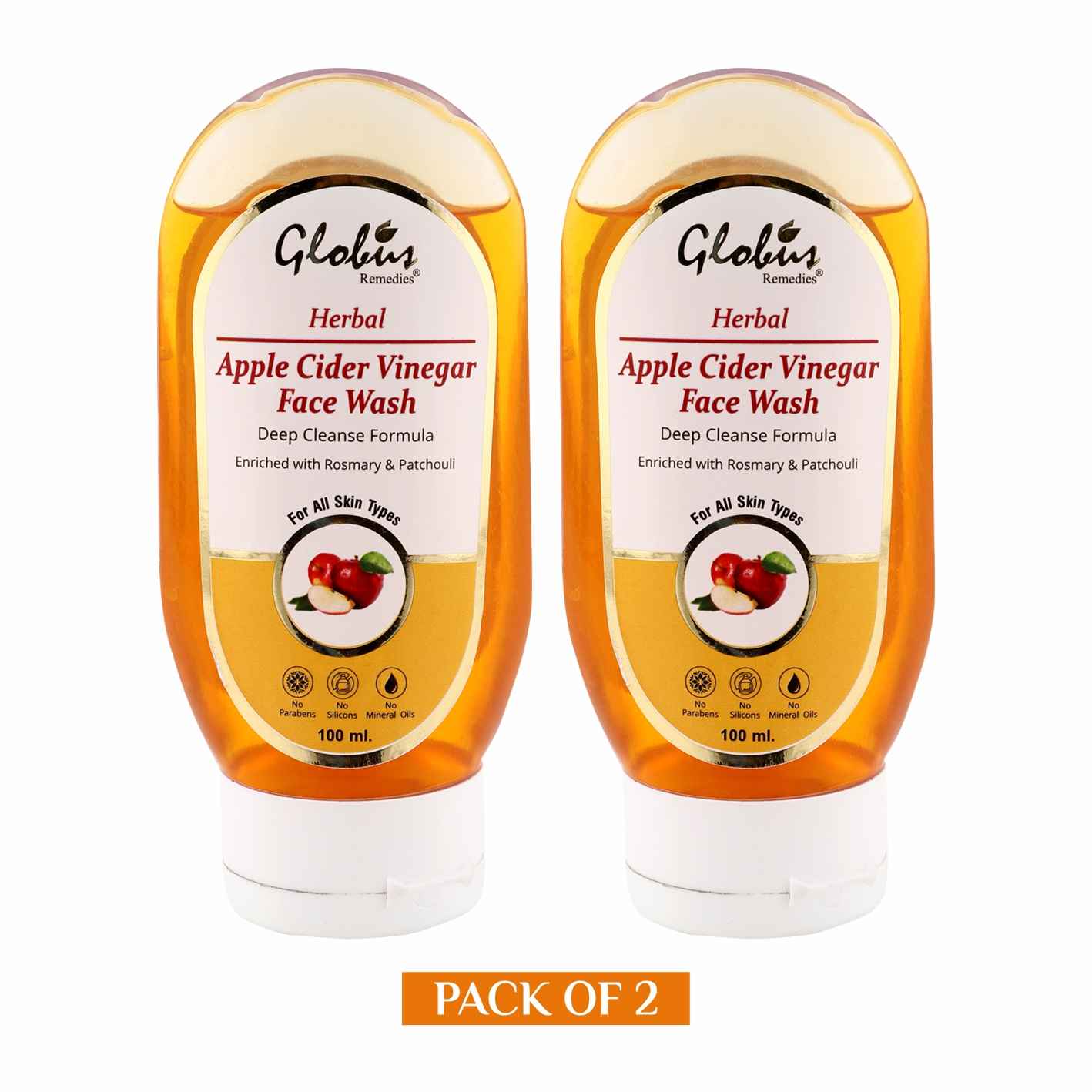 Buy Globus Herbal Apple Cider Vinegar Face wash (100 ml) (Pack Of 2) - Purplle
