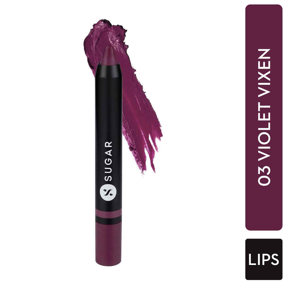Buy SUGAR Cosmetics Plush Crush Creme Crayon Lipstick - 03 Violet Vixen Warm Purple with hints of pink (1.8 g) - Purplle