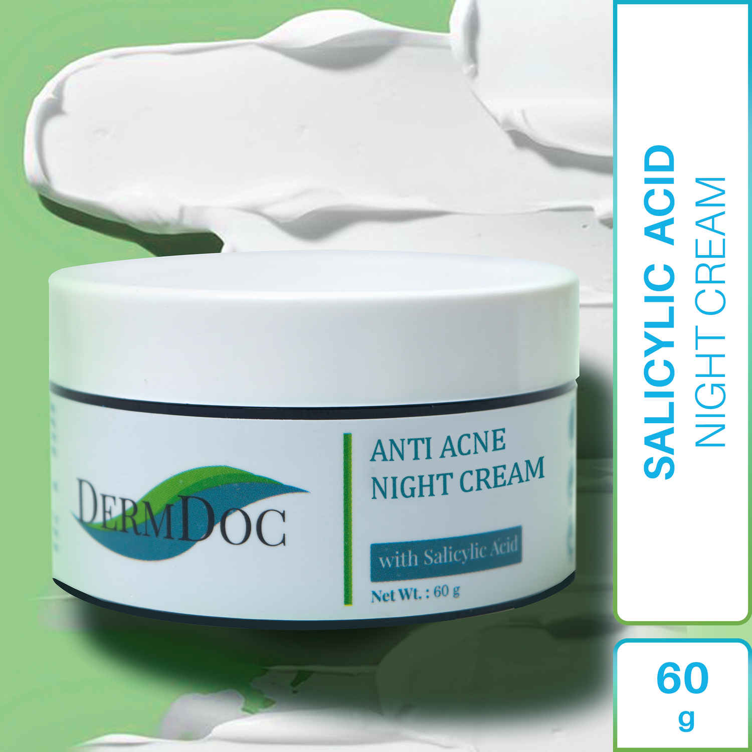 Buy DermDoc Salicylic Acid Anti Acne Night Cream (60 g)|For Oily and Acne Prone Skin|Moisturizing Cream, Absorbs Evenly, Restricts Oil Production, Reduces and controls Acne & Blackheads|Paraben Free, Sulfate Free, Cruelty Free - Purplle
