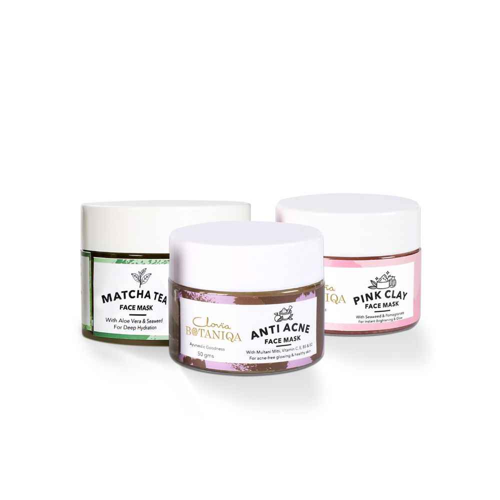 Buy Clovia Botaniqa Anti Acne, Matcha Green Tea & Pink Clay Face Mask Natural & Ayurvedic - 50gm EA - Purplle