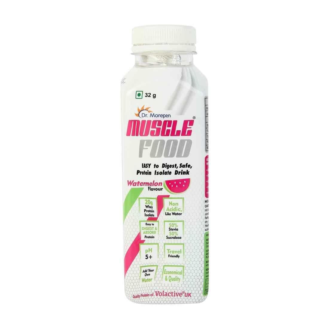 Buy DR. MOREPEN Muscle Food Protein Powder, Whey Protein Isolate Muscle Protein Drink, Watermelon Flavour - 32gm - Purplle