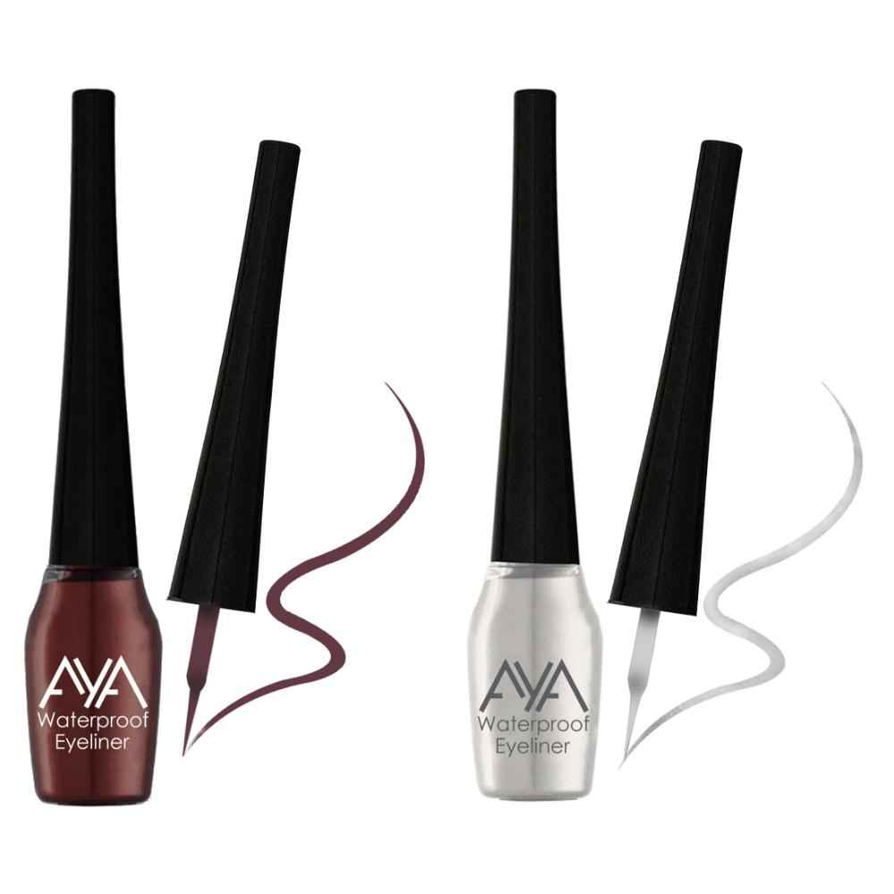 Buy AYA Waterproof Eyeliner, Set of 2 (Brown and Silver) - Purplle