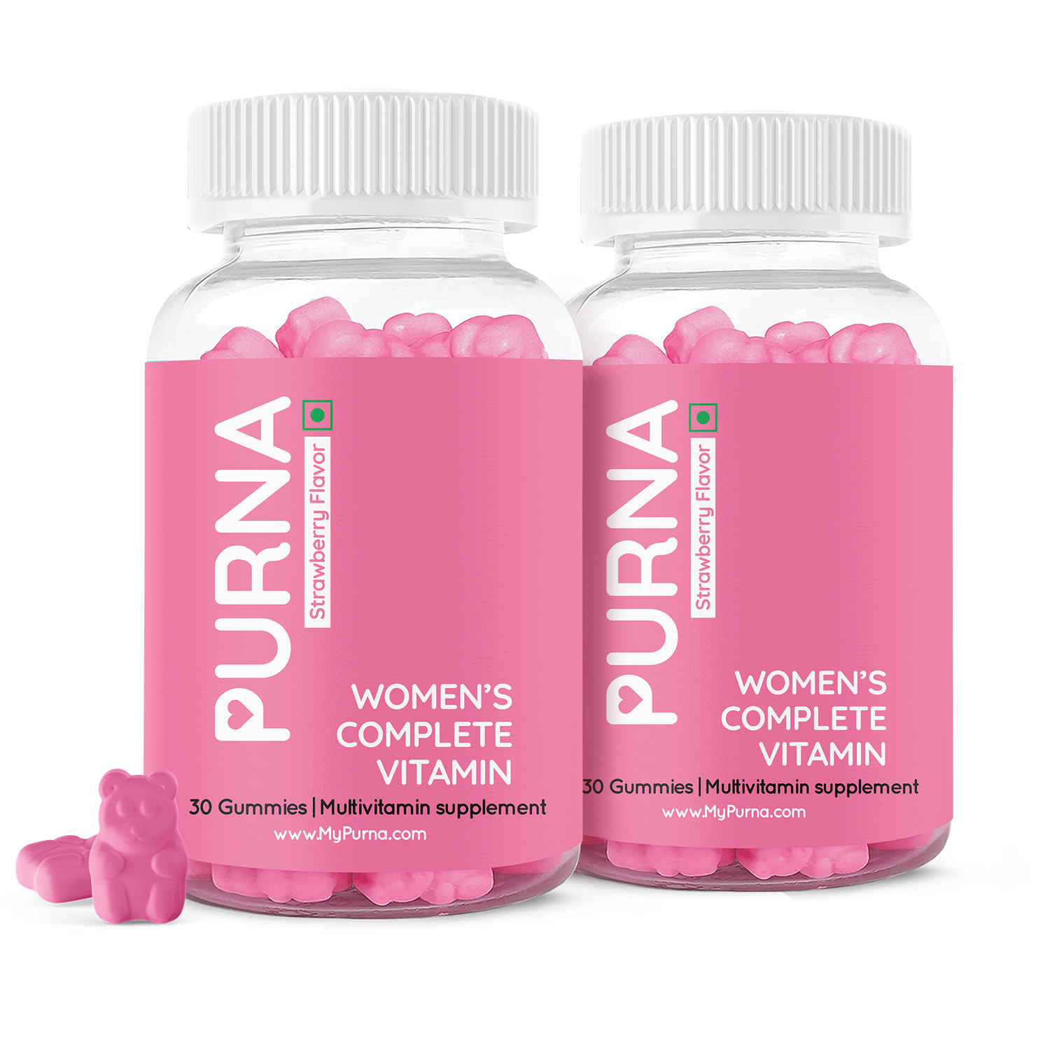 Buy Purna Gummies Purna Complete Beauty Multivitamin Strawberry Gummies for Adults & Kids (Vitamins A, C, D, E, B12 and 8 Minerals), 2 Month Pack, 60 Gummy Bears (1 per day) - Purplle