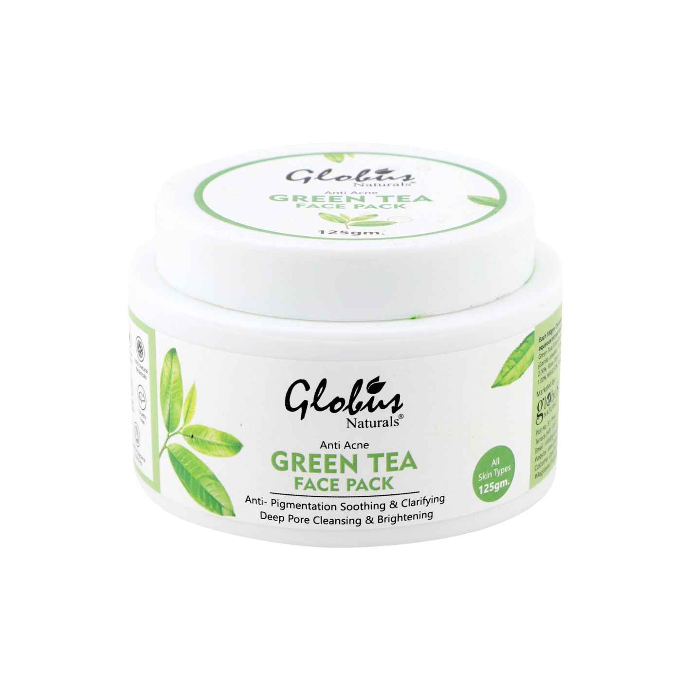 Buy Globus Naturals Green Tea Anti-Acne Face Pack for Anti-Pigmentation, Deep Pore Cleansing & Brightening Enriched with Almond, Rose, Sunflower (125 g) - Purplle