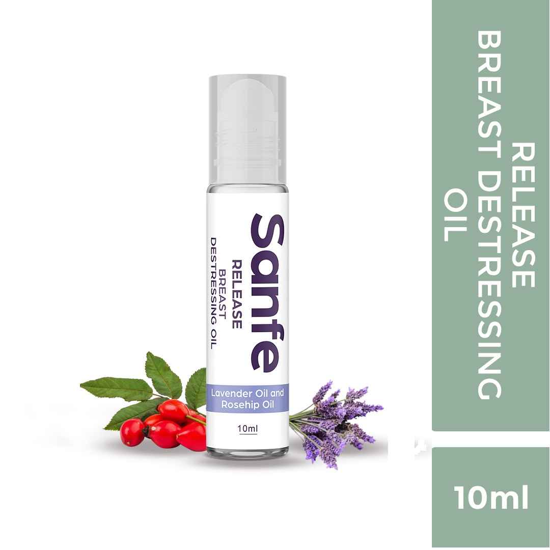 Buy Sanfe Breast Destressing Massage Oil for Women - 10ml with Lavender and Rosehip Oil | Relieves stress and soothes rashes caused by wired bras | Apply on breast, shoulder and back - Purplle