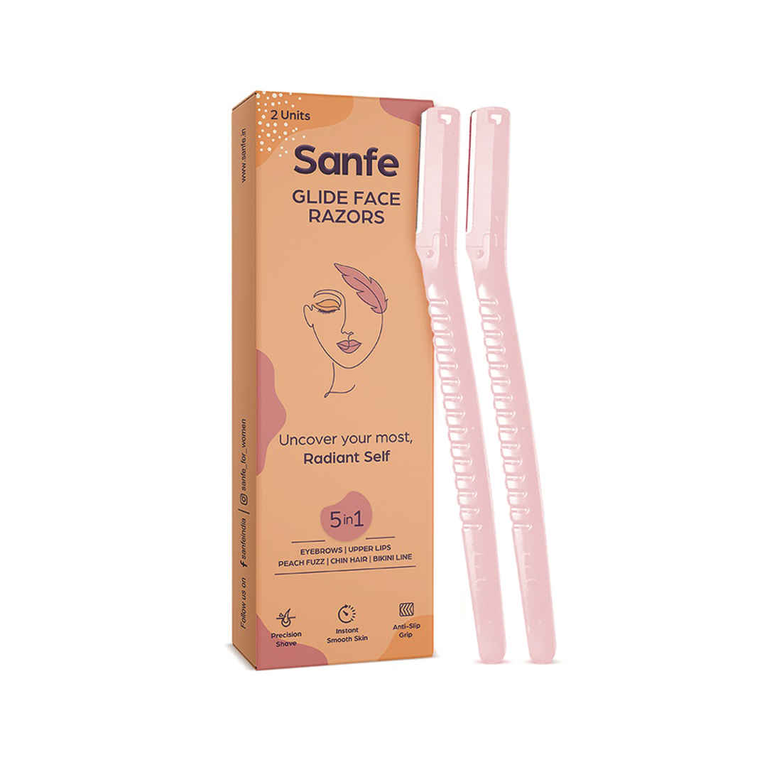 Buy Sanfe Glide Face Razor For Facial Hair Removal For Women - Pack of 2 | Instant & Painless - Purplle
