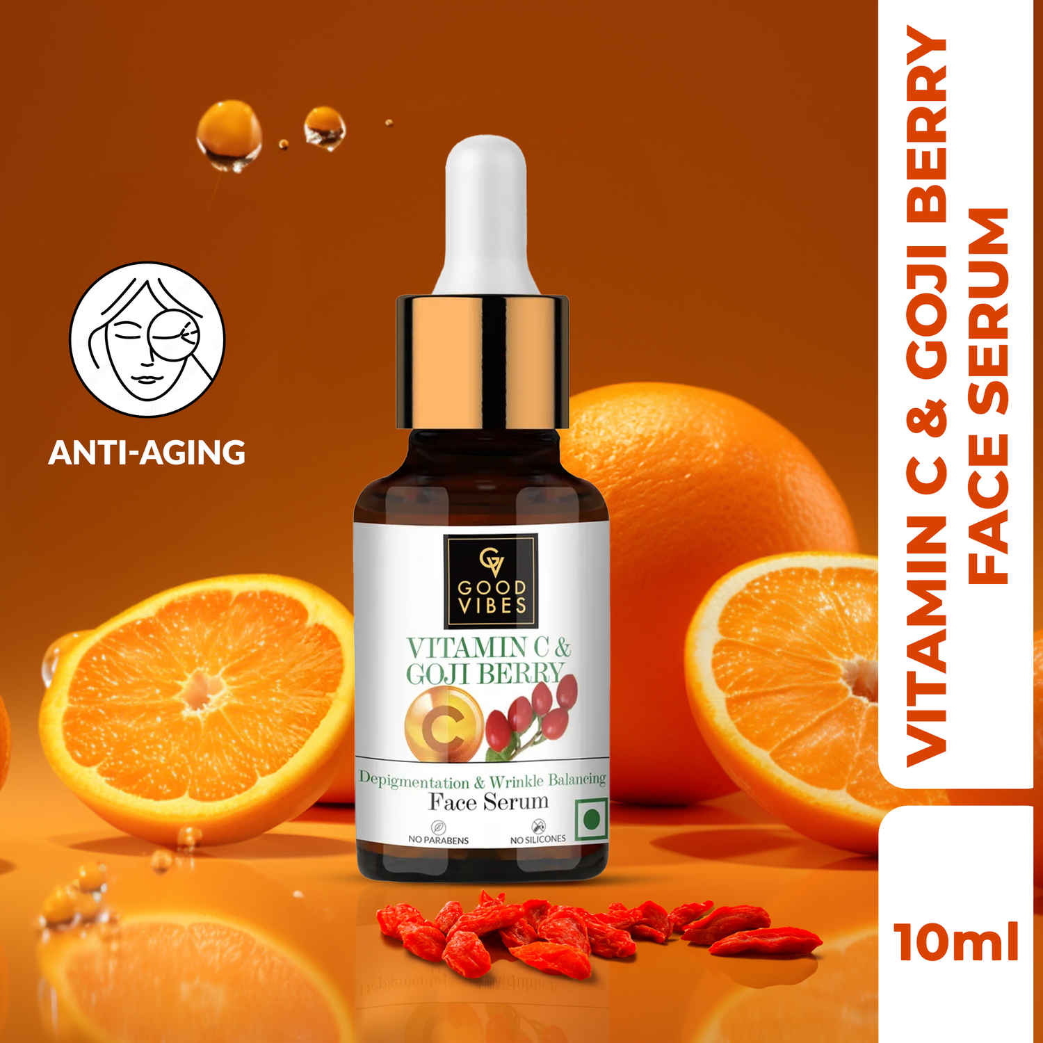 Buy Good Vibes Vitamin C & Goji Berry Depigmentation & Wrinkle Balancing Face Serum | Lightening | With Aloe Vera | No Parabens, No Sulphates (10 ml) - Purplle