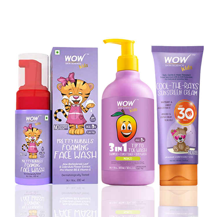 Buy WOW Kids Combo (For Girls) - Sun, Face, Body 300ml+100ml+100ml+100ml - Purplle
